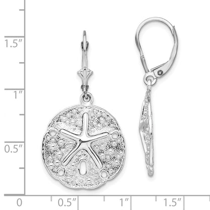 Sterling Silver De-Ani Rhodium-Plated Sand Dollar Starfish Leverback Earrings