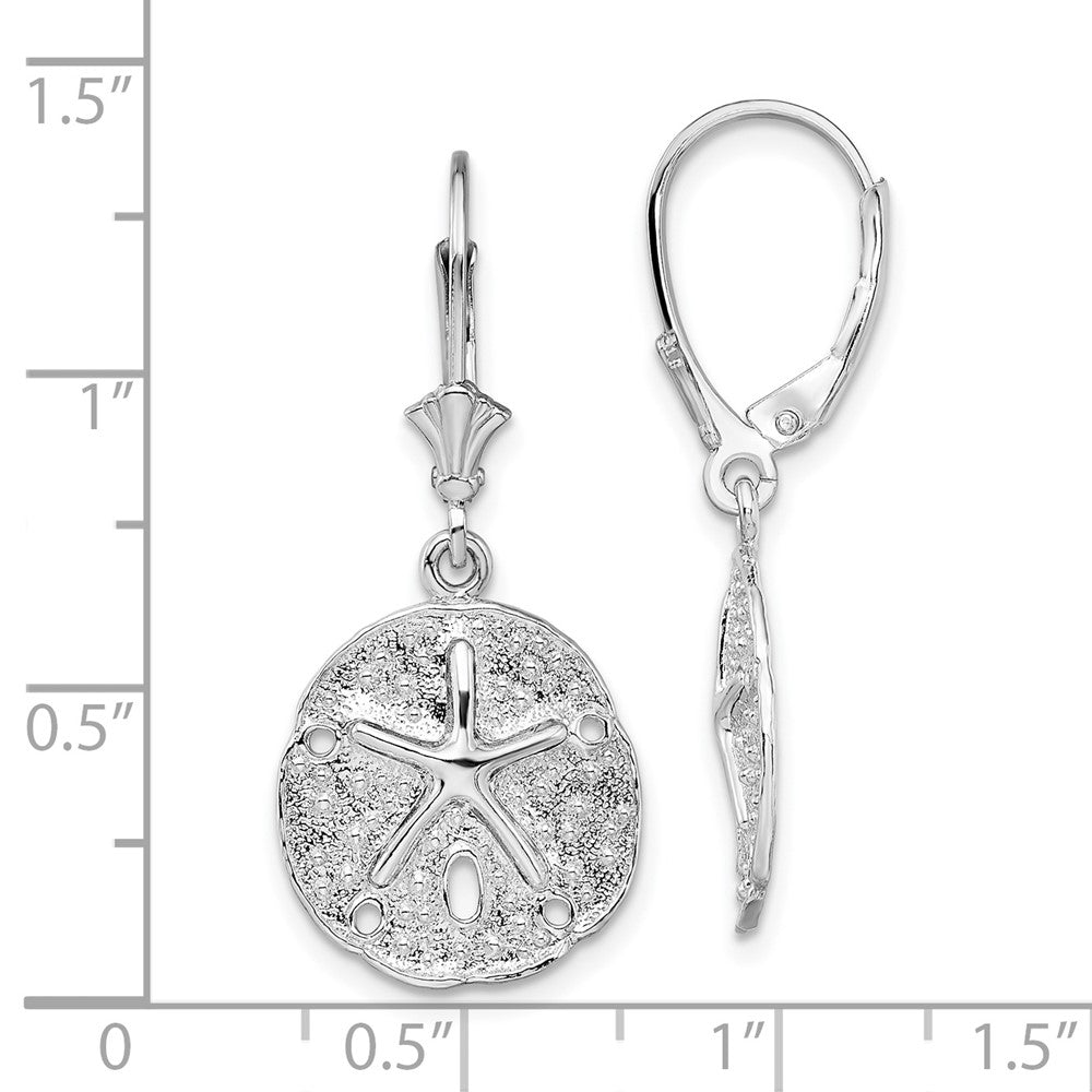 Sterling Silver De-Ani Rhodium-Plated Sand Dollar Starfish Leverback Earrings