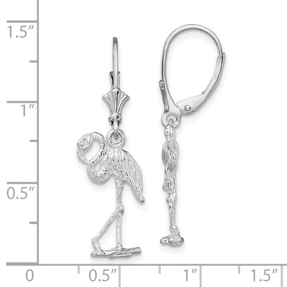 Sterling Silver De-Ani Rhodium-Plated Polished Flamingo Leverback Earrings