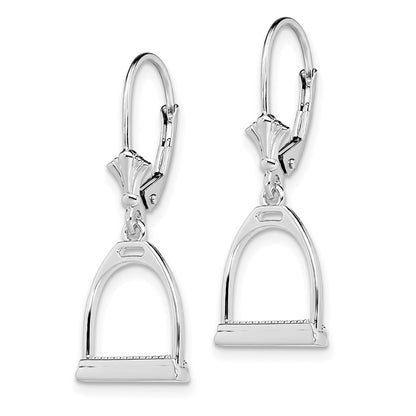 Sterling Silver De-Ani Rhodium-Plated Polished 3D Small Stirrup Leverback Earrings