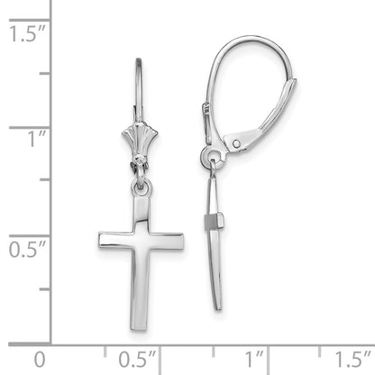 Sterling Silver De-Ani Rhodium-Plated Polished Latin Cross Leverback Earrings