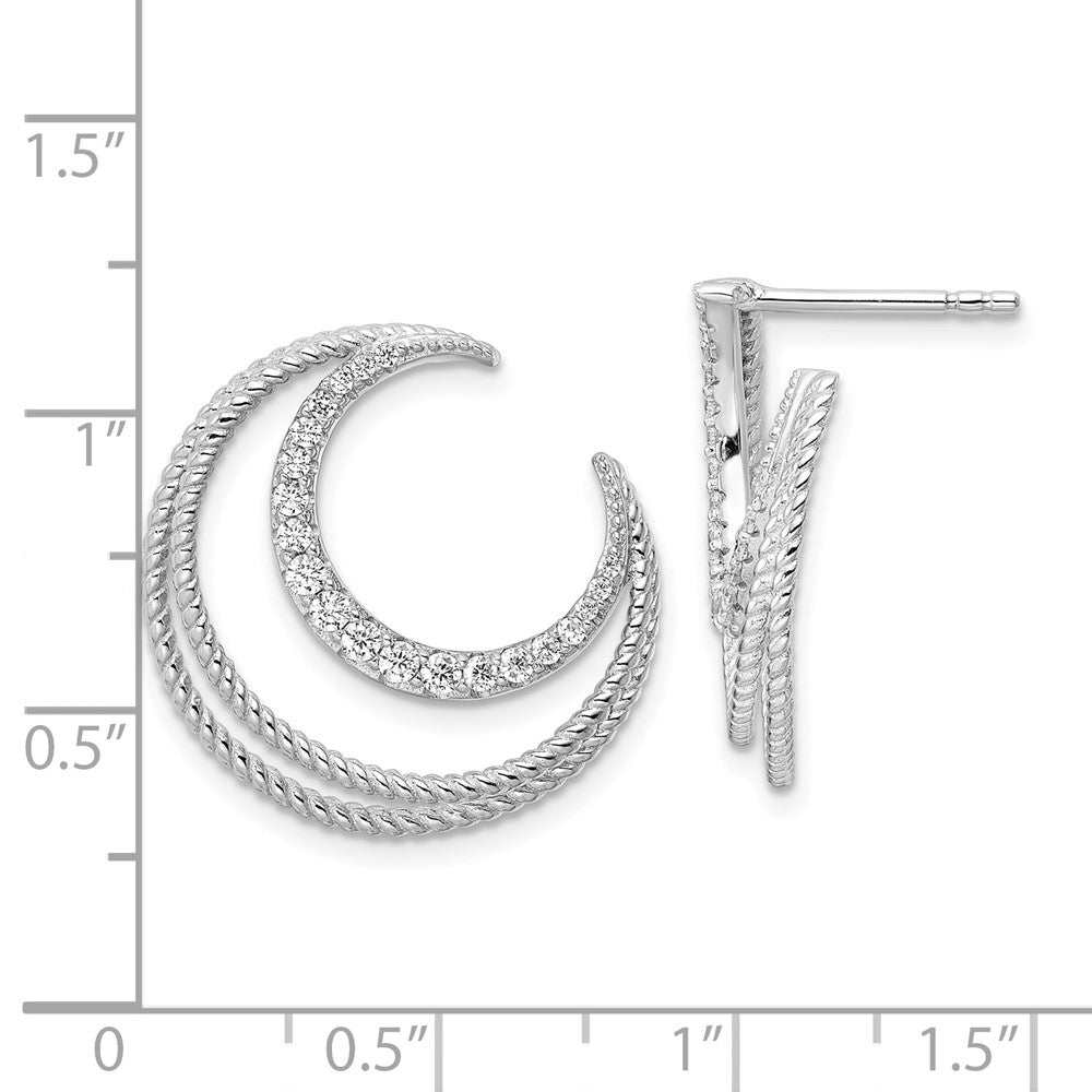 Sterling Silver Rhodium-Plated Cz Fancy Post Earrings