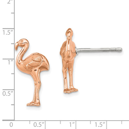 Ss/Rose Plated Sterling Silver Rose Gold-Plated Flamingo Post Earrings