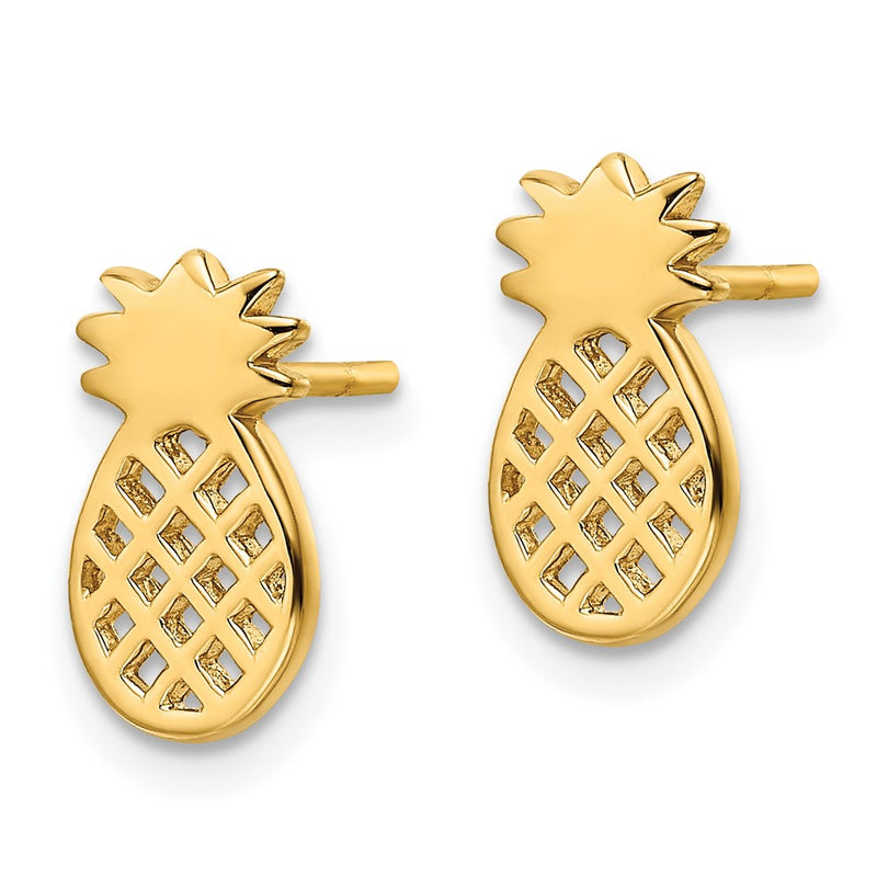 Ss/Gold Plated Sterling Silver Gold-Plated Pineapple Post Earrings