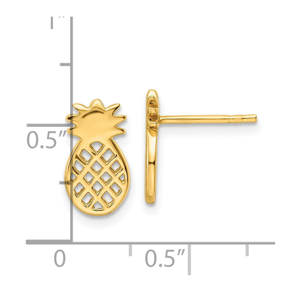 Ss/Gold Plated Sterling Silver Gold-Plated Pineapple Post Earrings