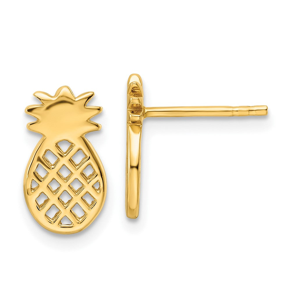 Ss/Gold Plated Sterling Silver Gold-Plated Pineapple Post Earrings