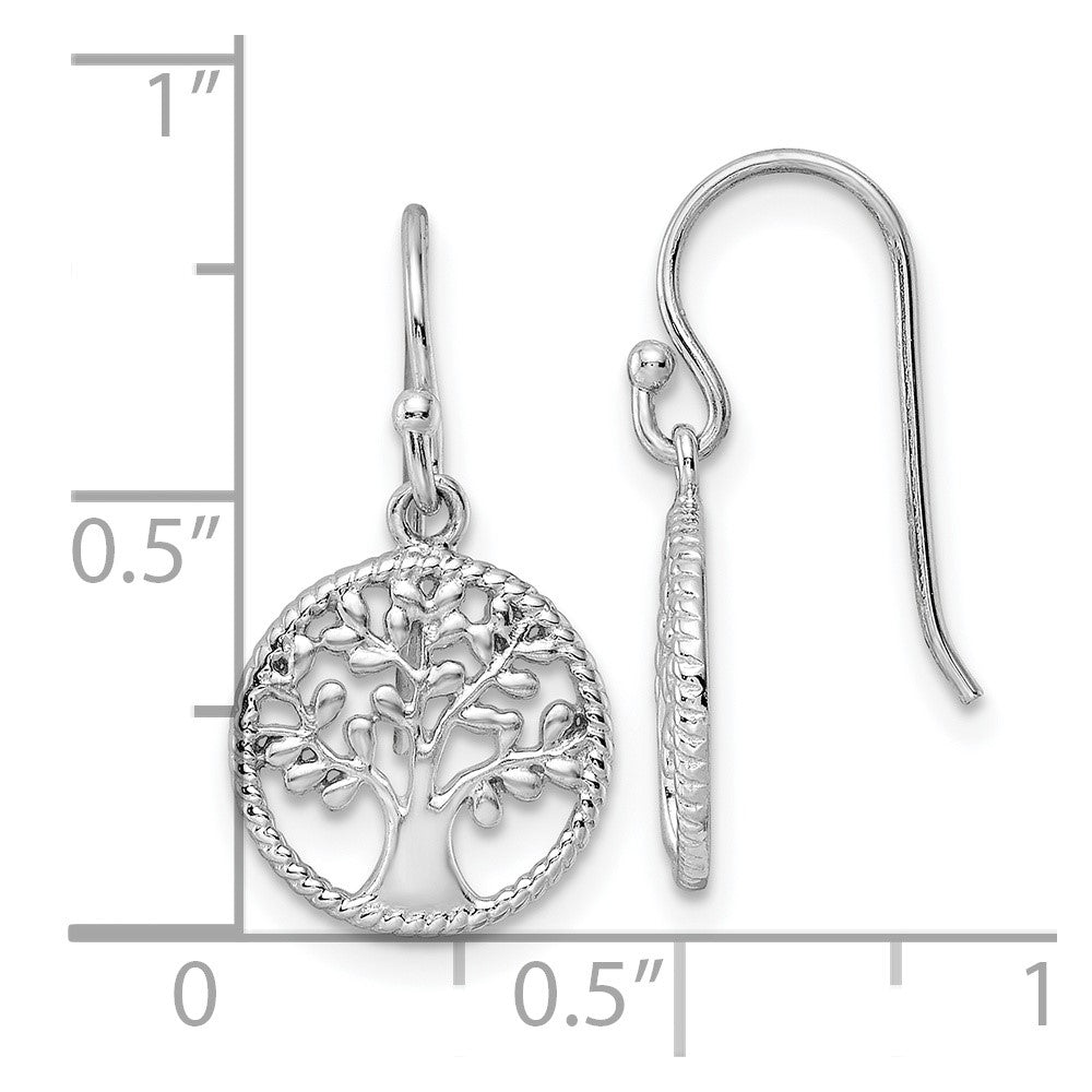 Sterling Silver Rh Tree Dangle Earrings