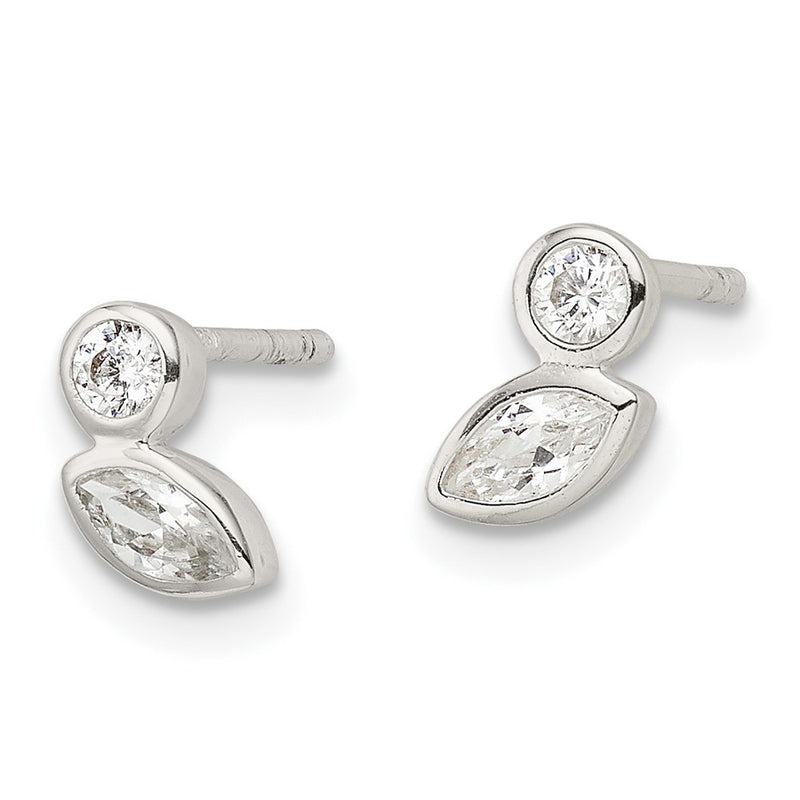 Sterling Silver Polished Cz Post Earrings