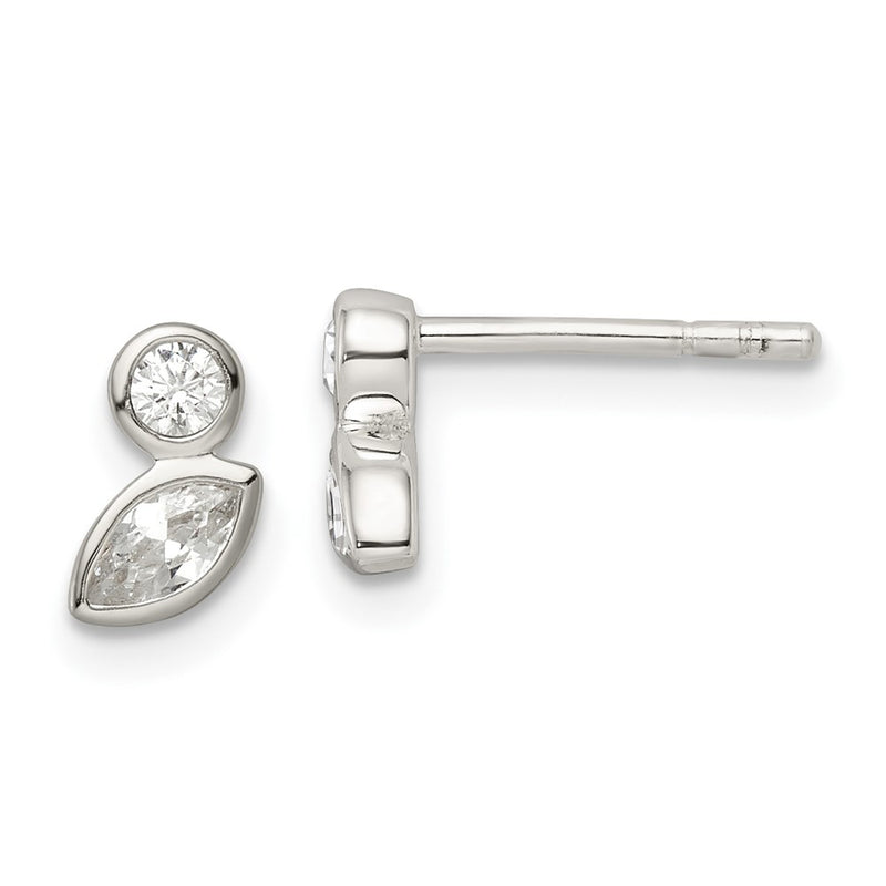 Sterling Silver Polished Cz Post Earrings