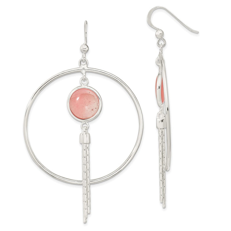 Sterling Silver Polished Dyed Agate Fancy Dangle Earrings