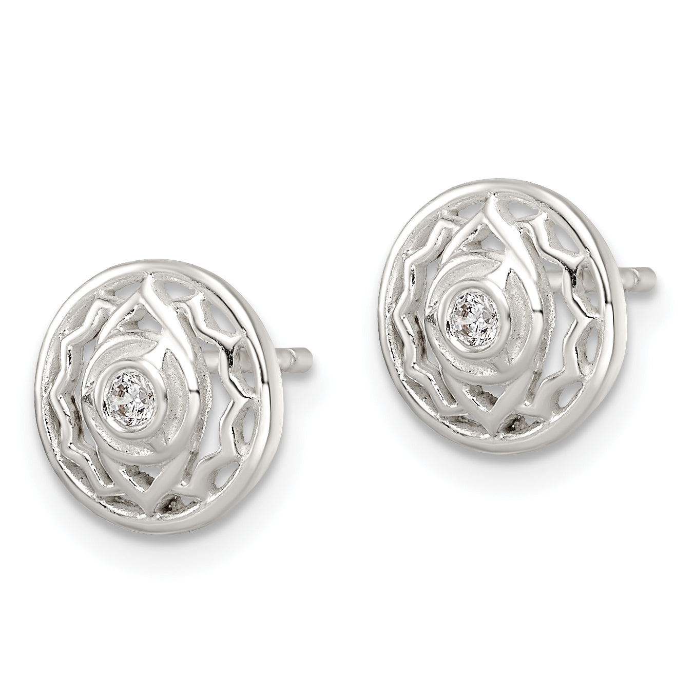 Sterling Silver Cz Third Eye Chakra Filigree Post Earrings