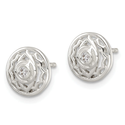 Sterling Silver Cz Third Eye Chakra Filigree Post Earrings