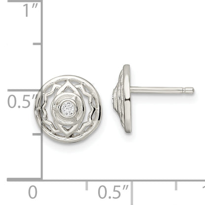 Sterling Silver Cz Third Eye Chakra Filigree Post Earrings