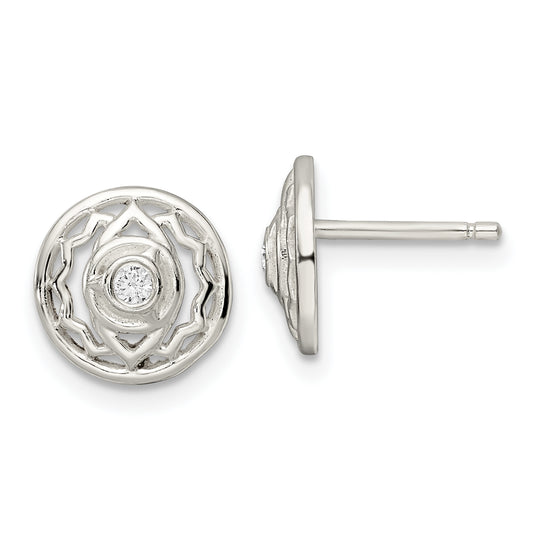 Sterling Silver Cz Third Eye Chakra Filigree Post Earrings