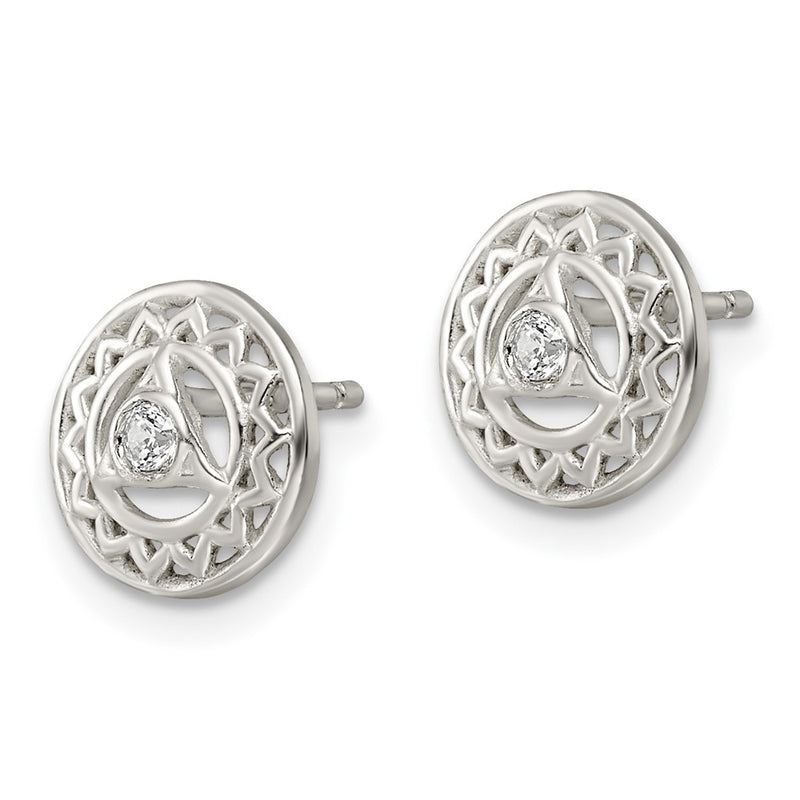 Sterling Silver Cz Throat Chakra Filigree Post Earrings