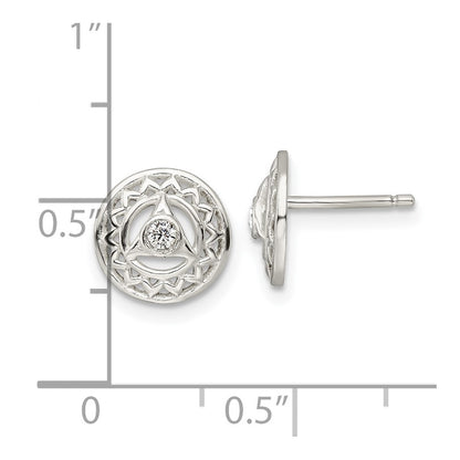 Sterling Silver Cz Throat Chakra Filigree Post Earrings
