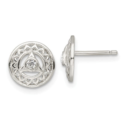 Sterling Silver Cz Throat Chakra Filigree Post Earrings