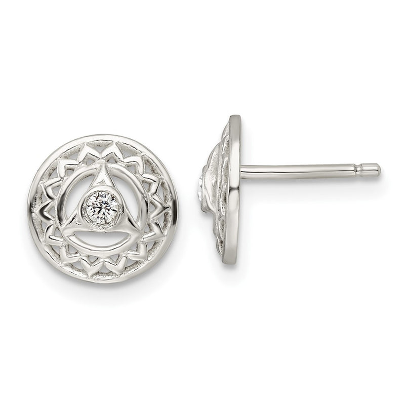 Sterling Silver Cz Throat Chakra Filigree Post Earrings