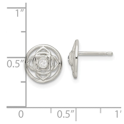 Sterling Silver Cz Root Chakra Filigree Post Earrings