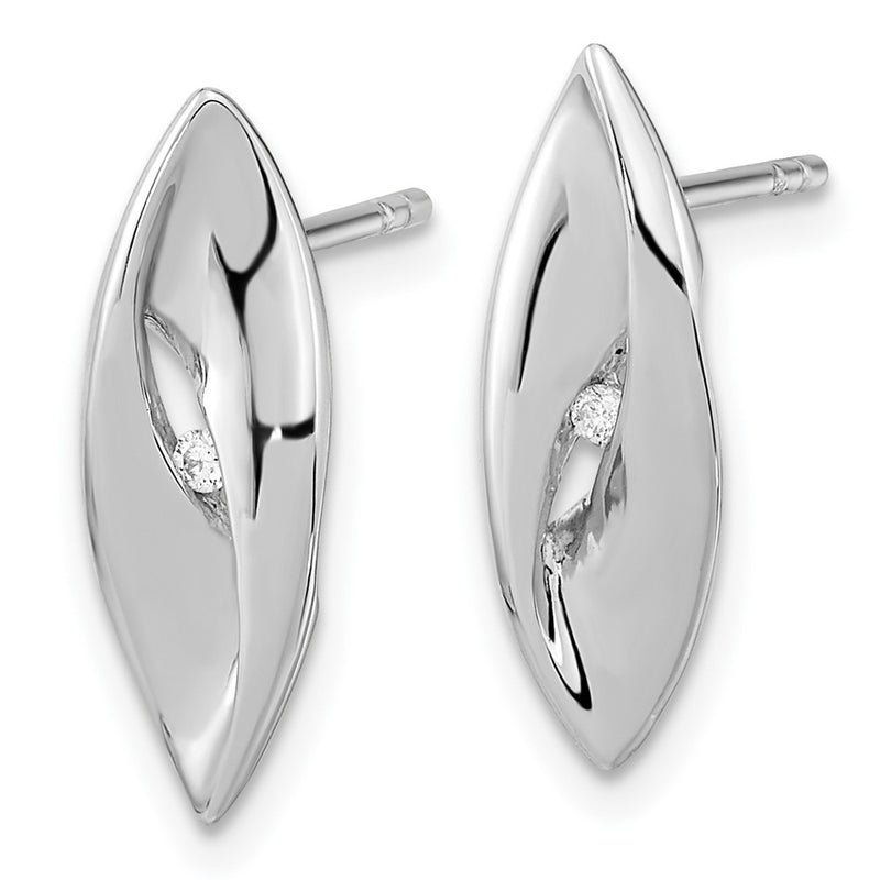 Sterling Silver Rhodium-Plated Diamond Fancy Post Earrings