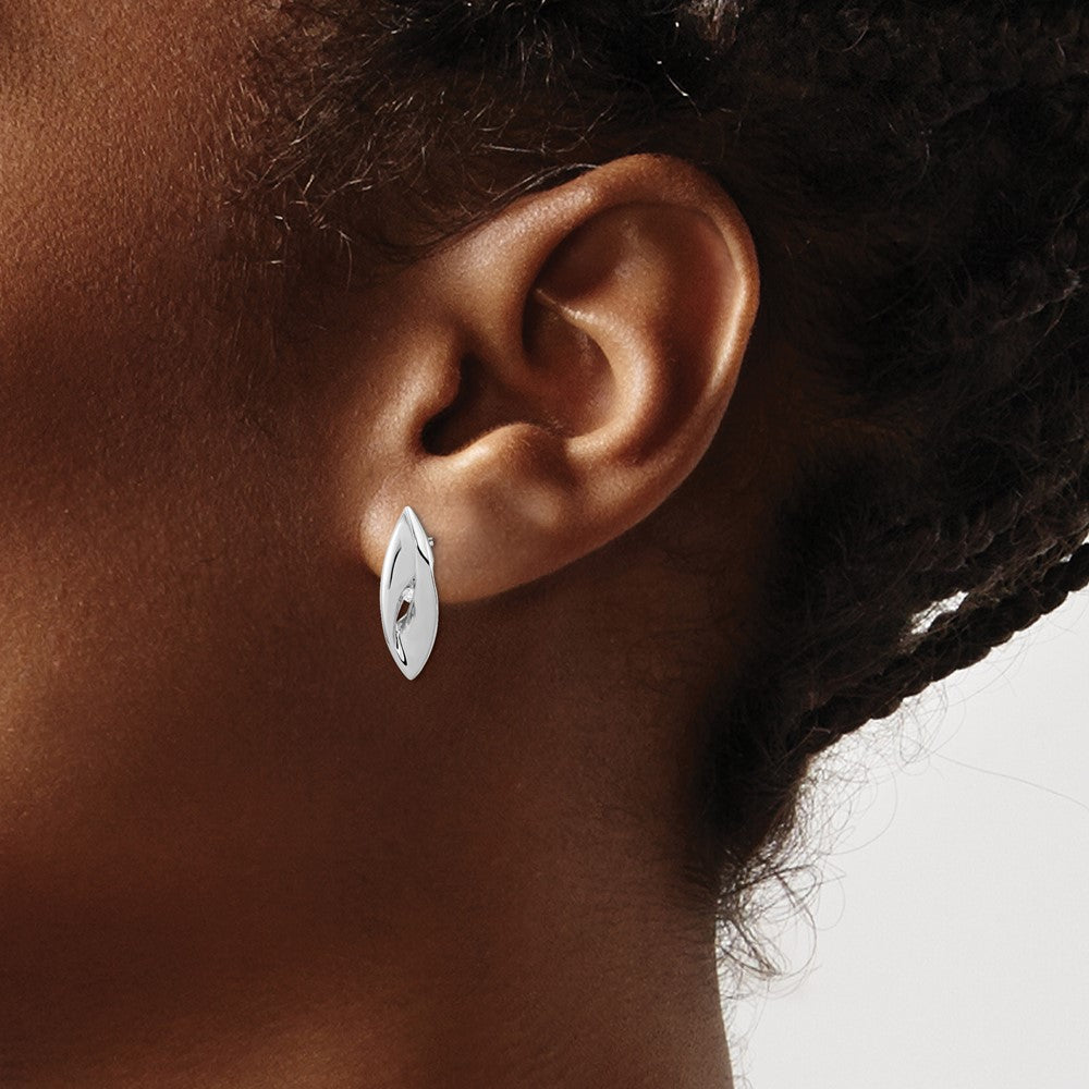 Sterling Silver Rhodium-Plated Diamond Fancy Post Earrings