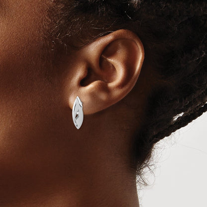 Sterling Silver Rhodium-Plated Diamond Fancy Post Earrings