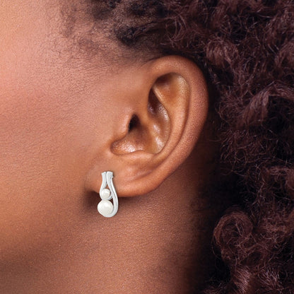 Sterling Silver Rhodium-Plated Fwc Pearl Post Earrings