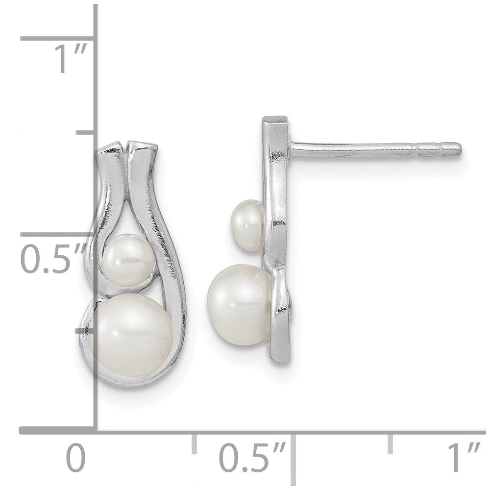 Sterling Silver Rhodium-Plated Fwc Pearl Post Earrings