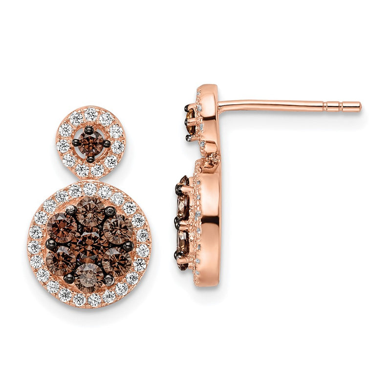 Sterling Silver Rose-Tone Black Rhodium-Plated Cz Fancy Post Earrings