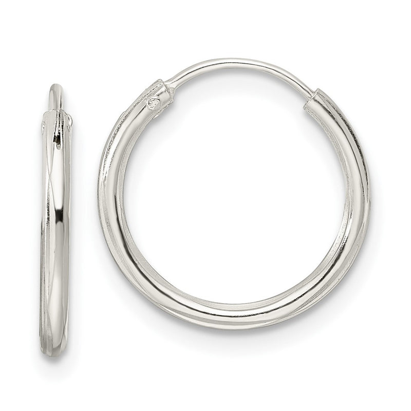 Sterling Silver Diamond-Cut 1.5X15mm Endless Tube Hoop Earrings