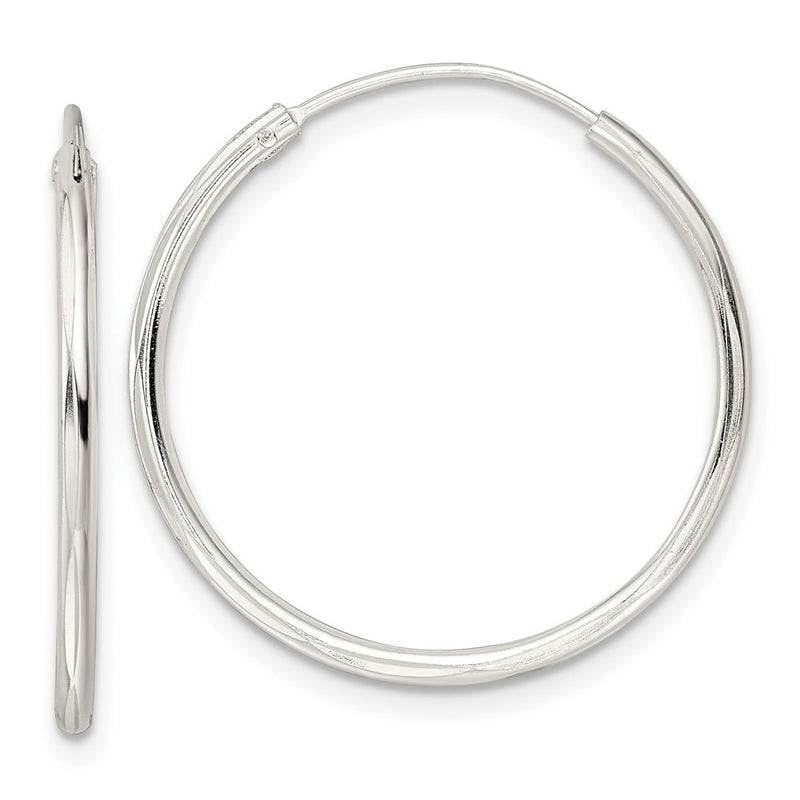 Sterling Silver Diamond-Cut 1.5X25mm Endless Tube Hoop Earrings
