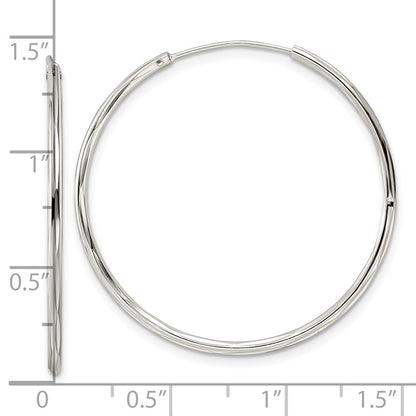 Sterling Silver Diamond-Cut 1.5X35mm Endless Tube Hoop Earrings