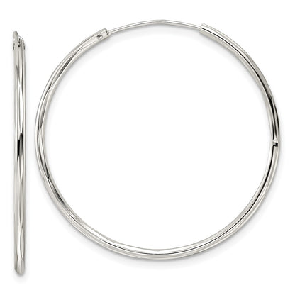Sterling Silver Diamond-Cut 1.5X35mm Endless Tube Hoop Earrings
