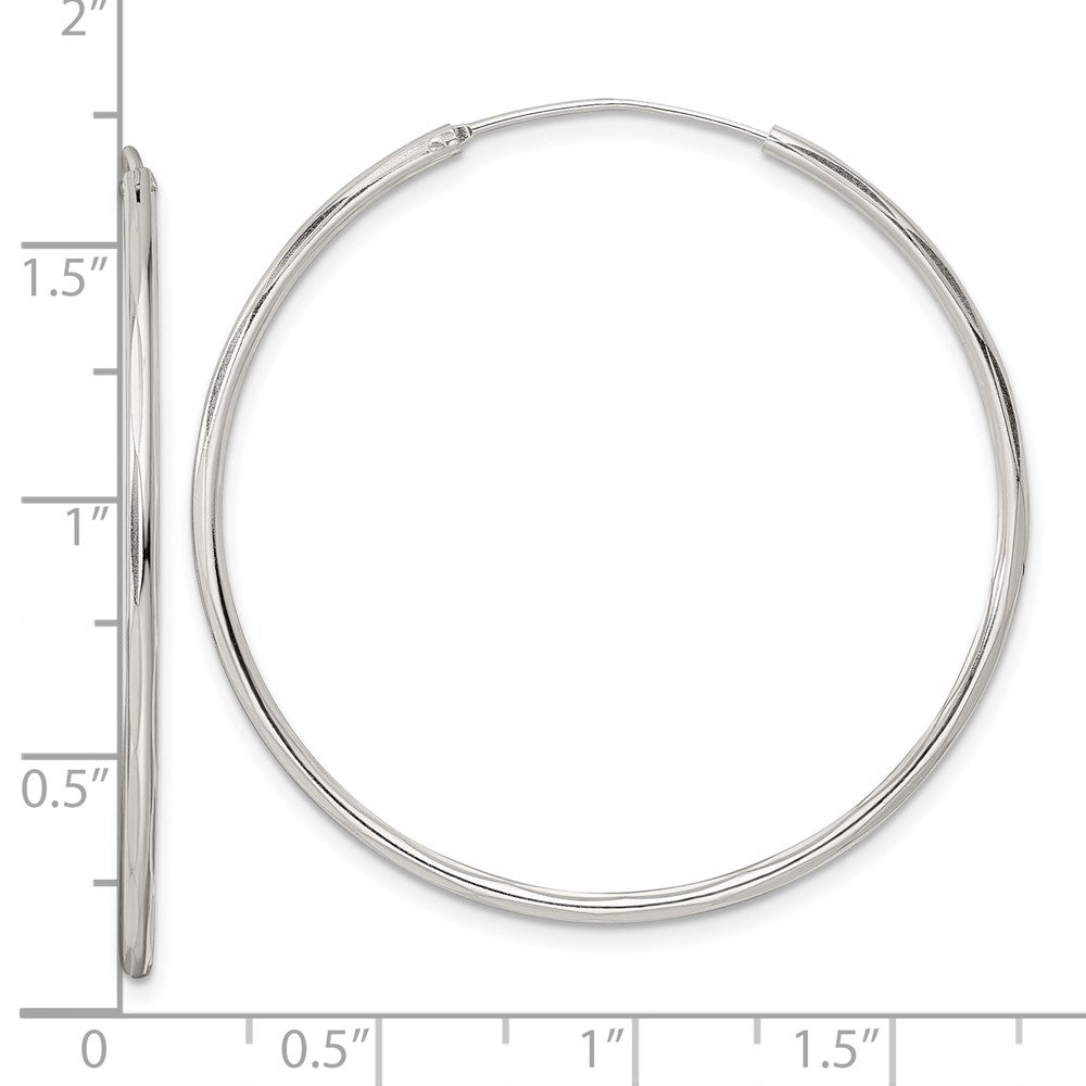 Sterling Silver Diamond-Cut 1.5X40mm Endless Tube Hoop Earrings