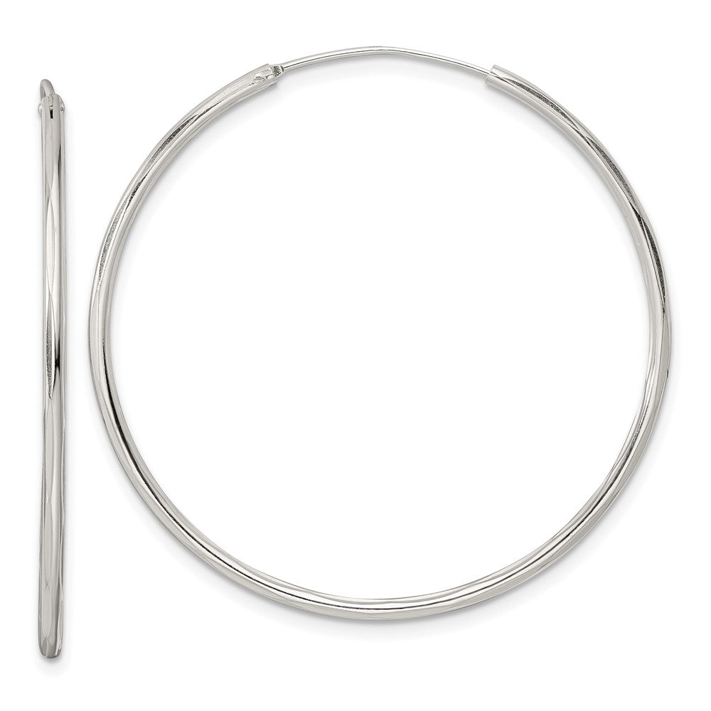 Sterling Silver Diamond-Cut 1.5X40mm Endless Tube Hoop Earrings