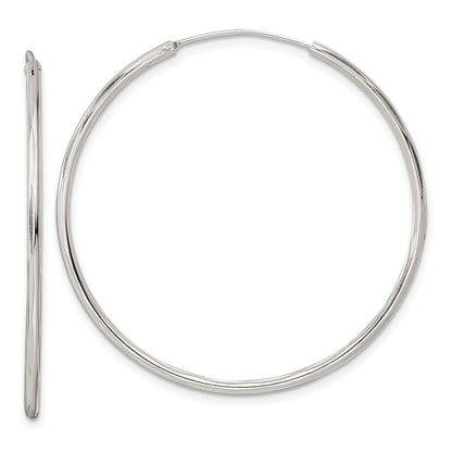 Sterling Silver Diamond-Cut 1.5X40mm Endless Tube Hoop Earrings