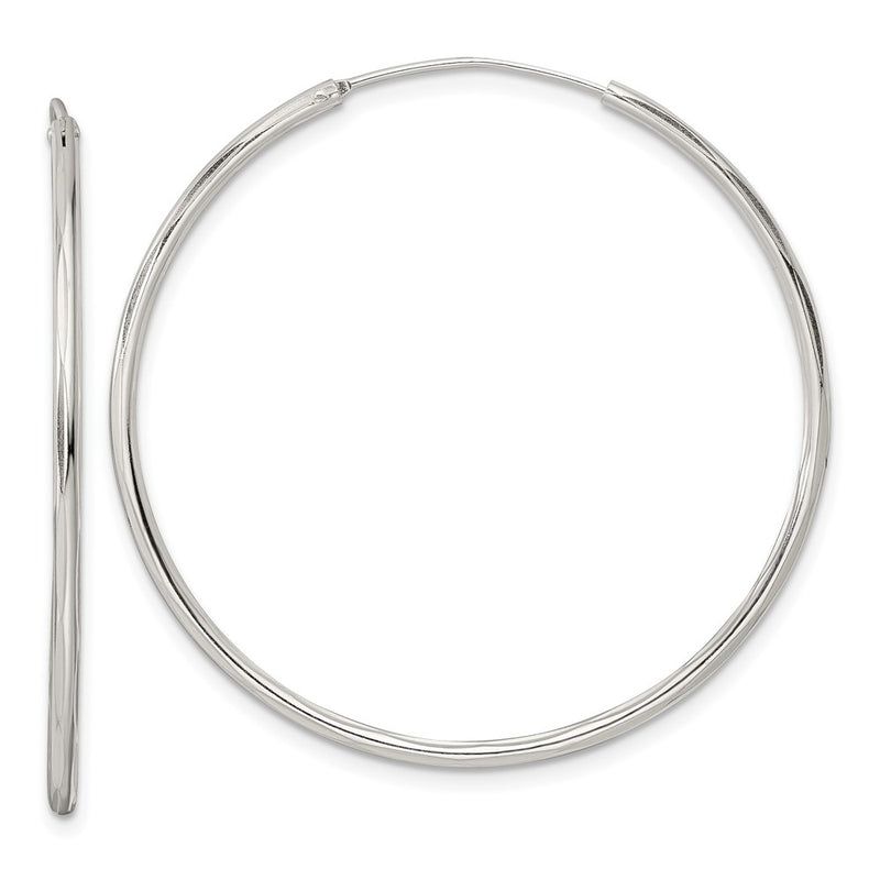 Sterling Silver Diamond-Cut 1.5X40mm Endless Tube Hoop Earrings