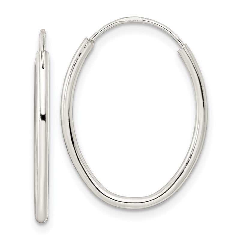 Sterling Silver Polished Endless Oval Hoop Earrings