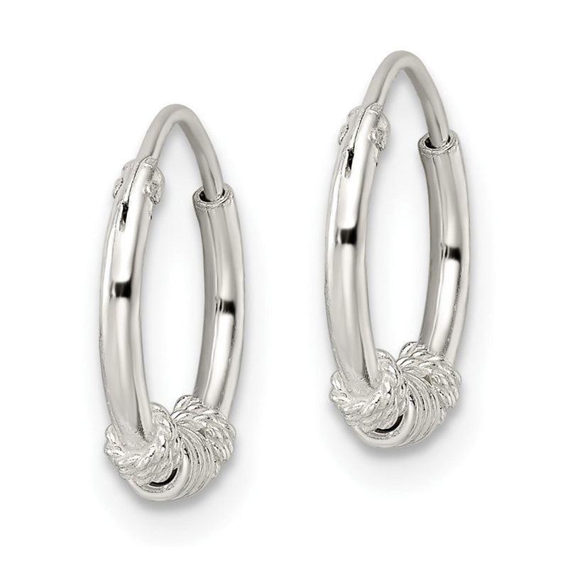 Sterling Silver Polished Beaded Circle Endless Hoop Earrings