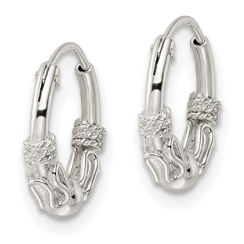 Sterling Silver Polished Beaded Circle Endless Hoop Earrings