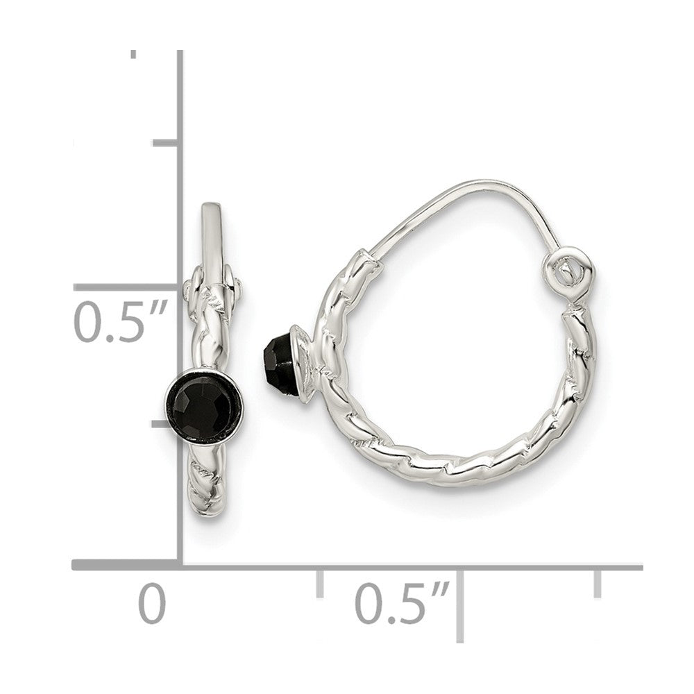 Sterling Silver Polished Cz Endless Hoop Earrings