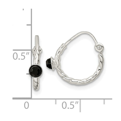 Sterling Silver Polished Cz Endless Hoop Earrings