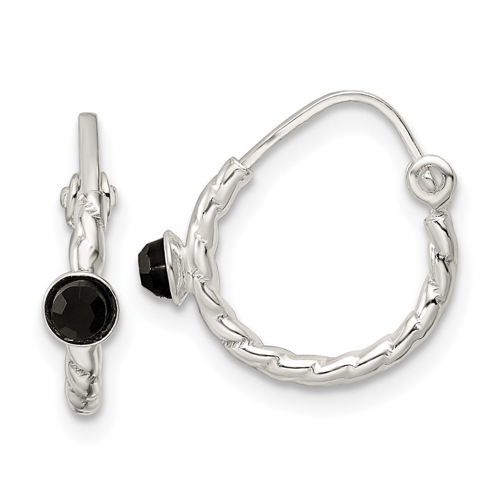 Sterling Silver Polished Cz Endless Hoop Earrings