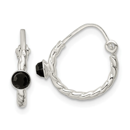 Sterling Silver Polished Cz Endless Hoop Earrings