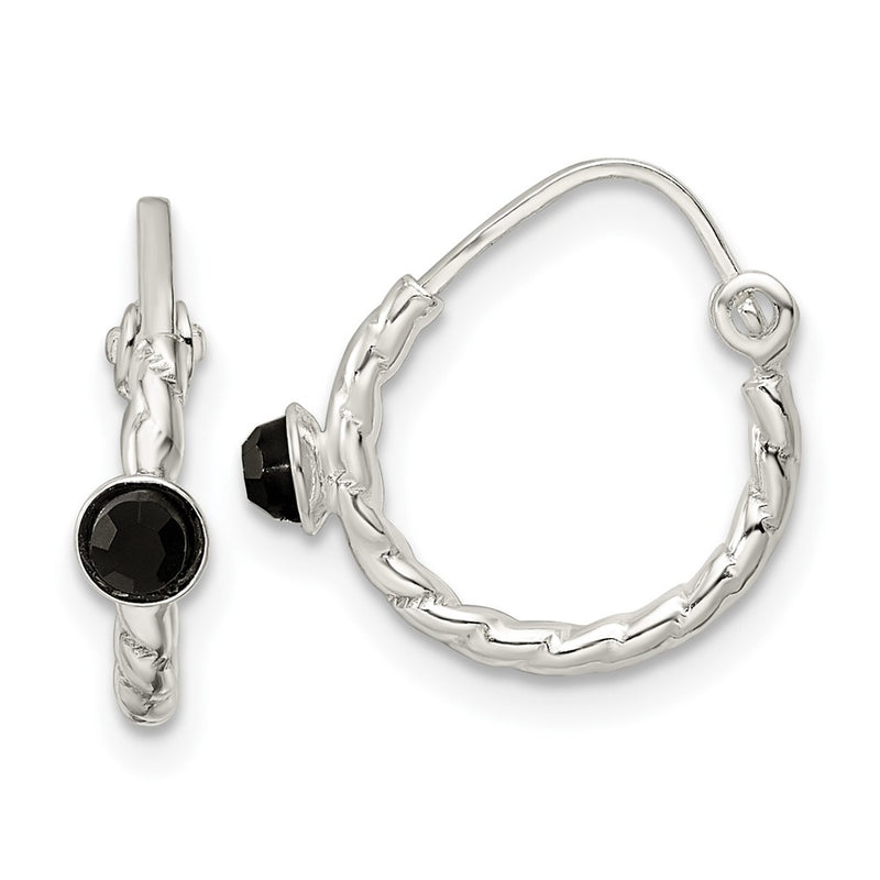 Sterling Silver Polished Cz Endless Hoop Earrings