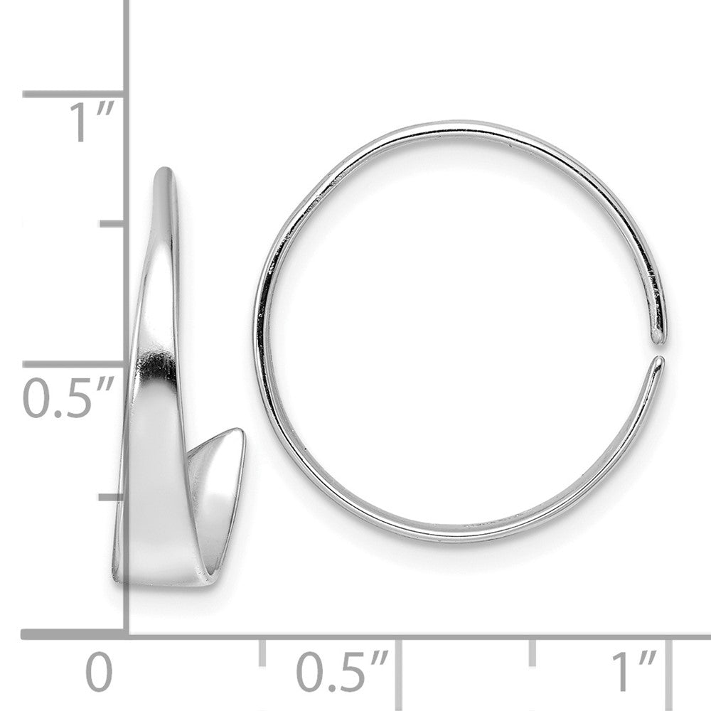 Sterling Silver Rhodium-Plated Polished Flat Bar Hoop Threader Earrings