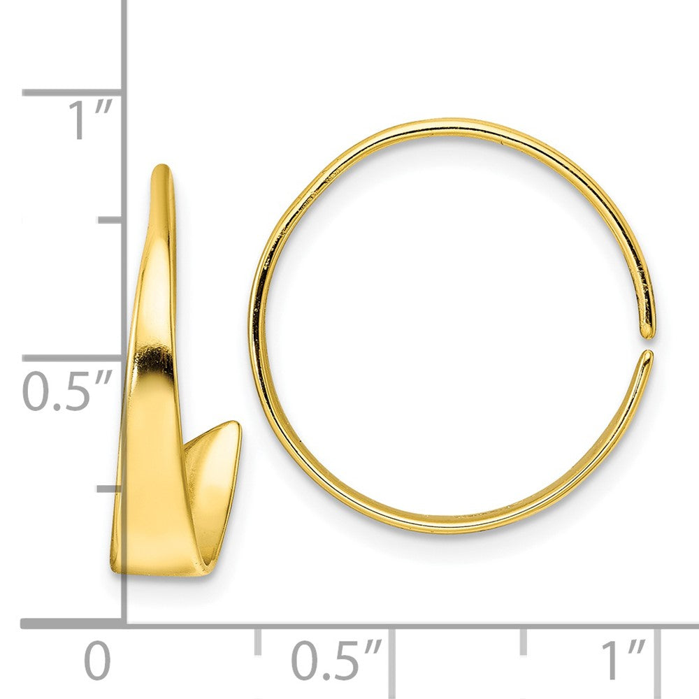 Sterling Silver Gold-Tone Polished Flat Bar Hoop Threader Earrings