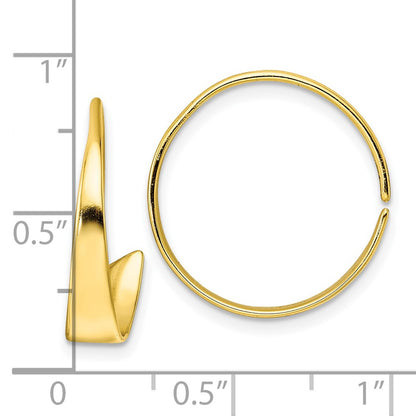 Sterling Silver Gold-Tone Polished Flat Bar Hoop Threader Earrings