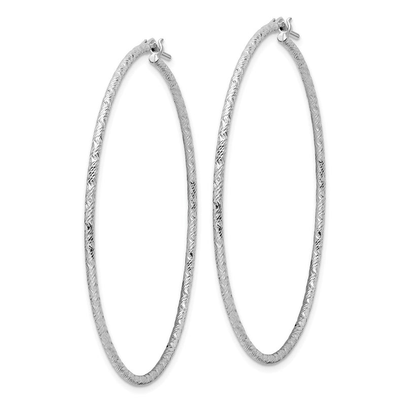 Sterling Silver Rhod-Plated Polished Diamond-Cut 1.5mm Tube Hoop Earrings