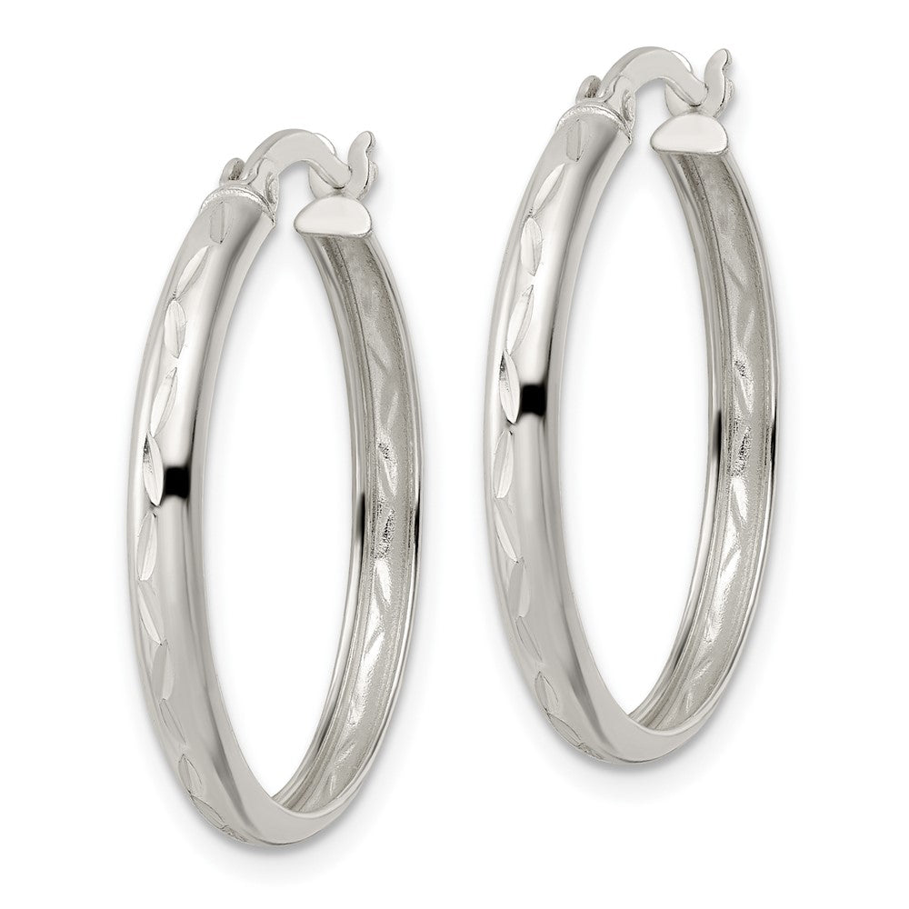 Sterling Silver Polished And Diamond-Cut Circle Hoop Earrings